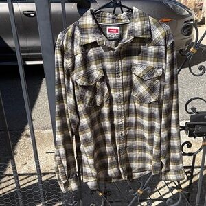 Wrangler Olive and Charcoal Plaid Shirt